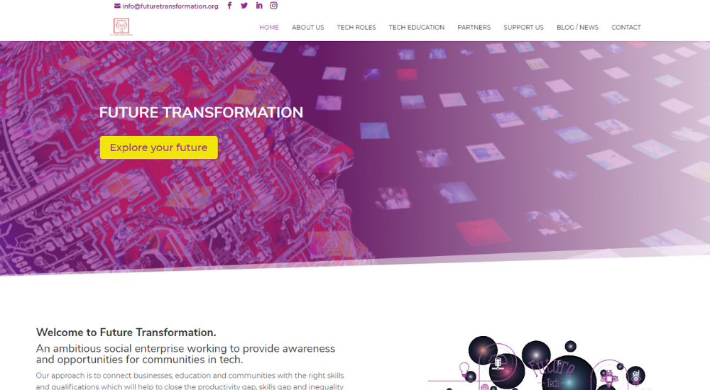 Future Transformation Social Enterprise Website Screenshot