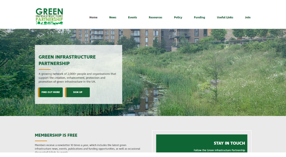 Green Infrastructure Partnership Charity Website Screenshot