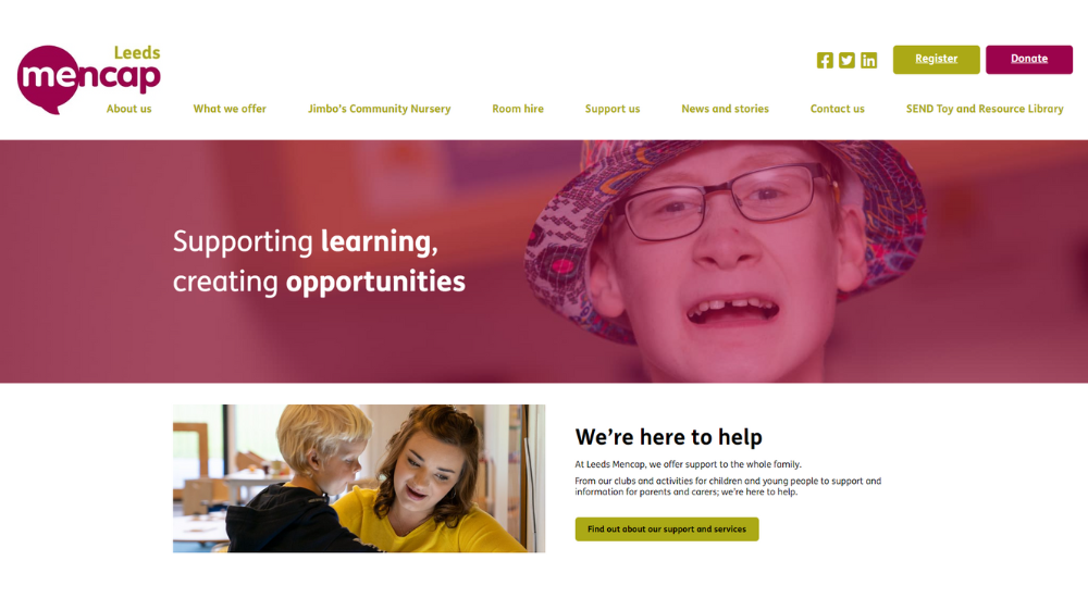 Leeds Mencap Charity Website Screenshot